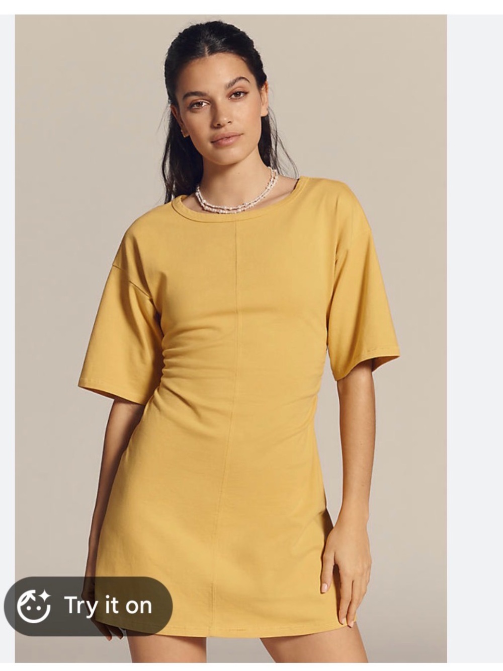 DAILY PRACTICE BY ANTHROPOLOGIE Yellow T-Shirt Mini Dress Size S